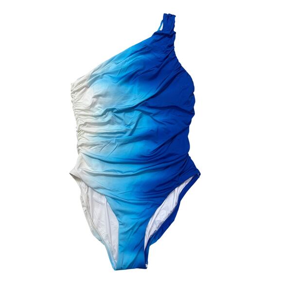 La Blanca Ocean Oasis Shirred One Shoulder One Piece Women's Swimsuit 6 UPF 50+ - Picture 3 of 5